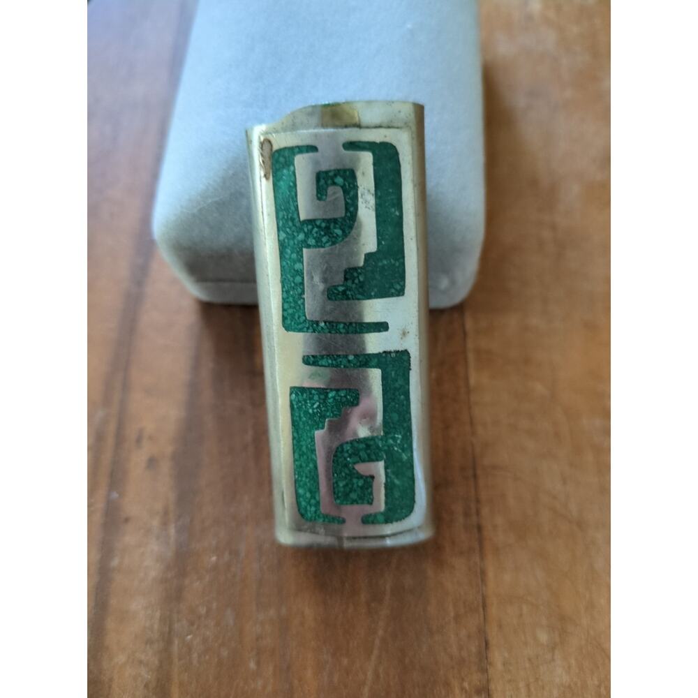 Vintage Taxco 925 Sterling Silver And Malachite Lighter Case Holder